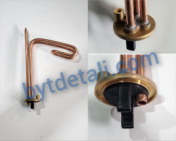 ТЭН водонагревателя 1500W 230V, Г-обр.  короткая ножка  место под анод м6